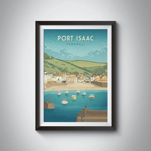 Port Isaac Vintage Travel Poster, Cornwall Coast