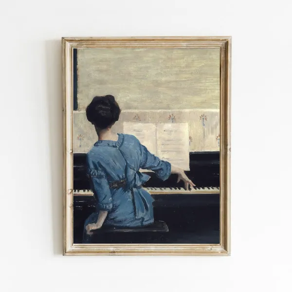 Vintage Pianist Portrait Art Print, Music Room Decor