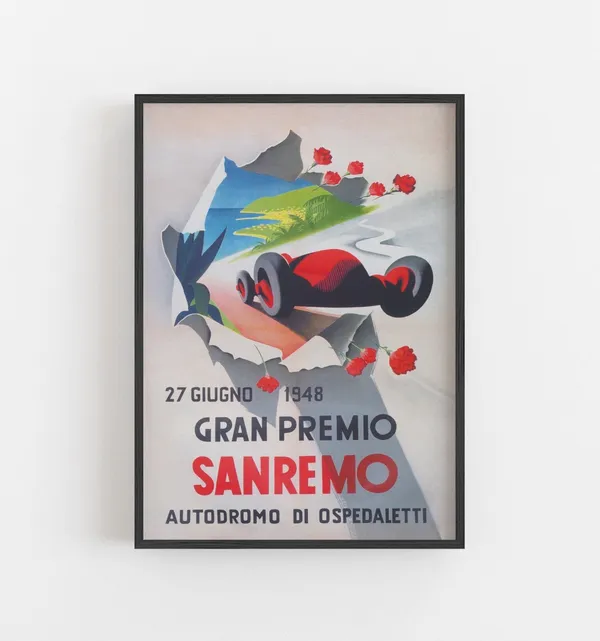 Sanremo Italy Car Race Vintage Travel Poster