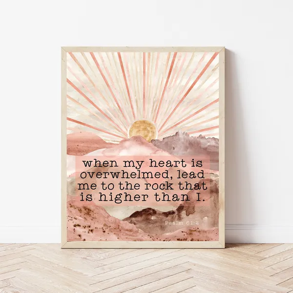 Psalm 61:2 Boho Christian Nursery Art Print