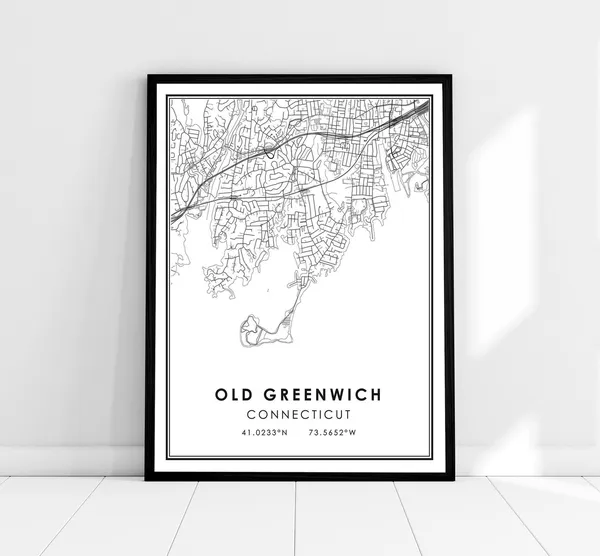 Old Greenwich Map Print, Connecticut Travel Poster