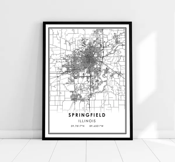 Springfield Map Print Poster, Illinois City