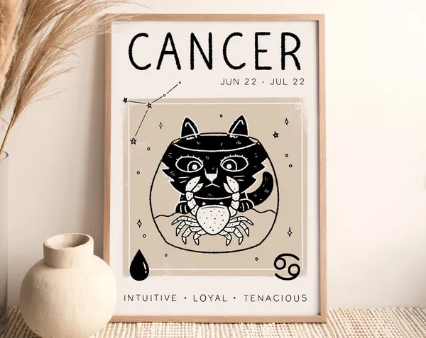 Cancer Zodiac Star Sign Boho Art Print