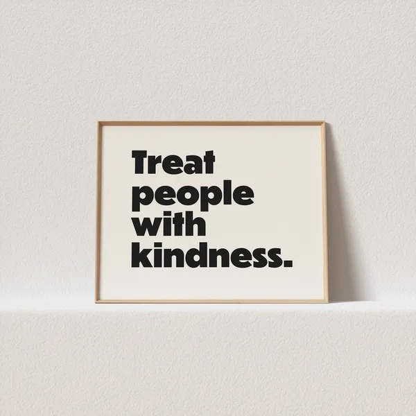 Treat People With Kindness Retro Poster, Minimal Type