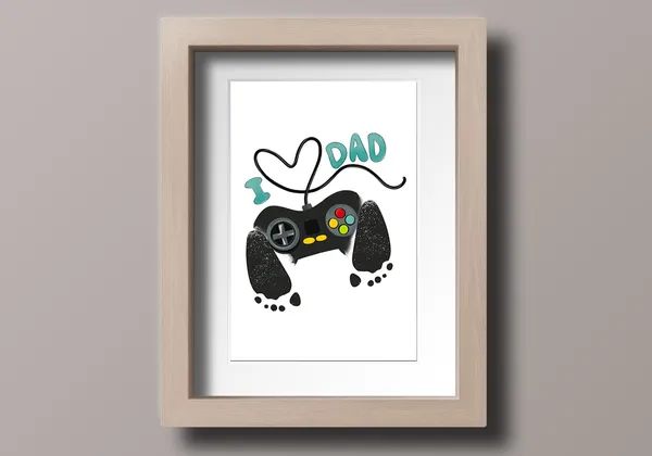 Dad Birthday Video Game Handprint Craft Art Print
