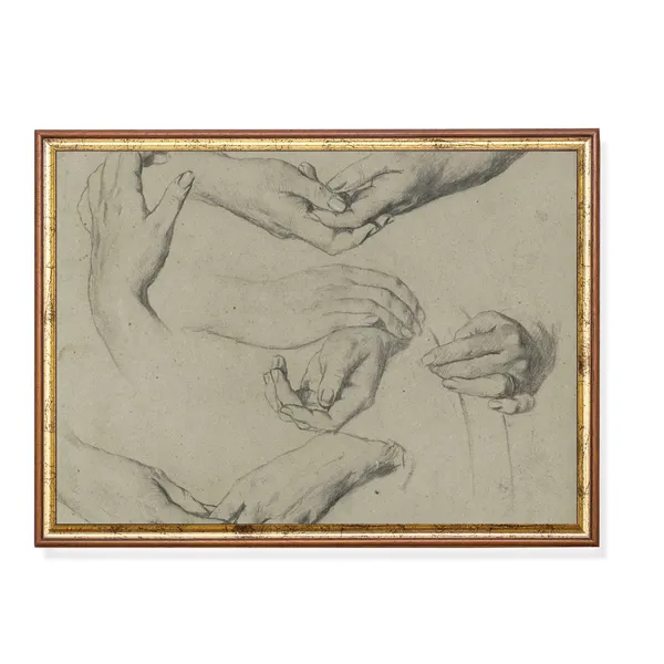 Vintage Hands Sketch Study, Rustic Farmhouse Art Print