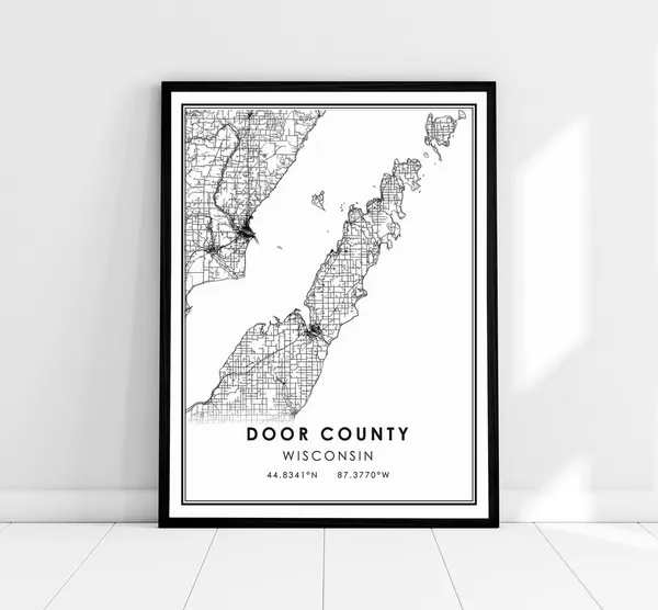 Door County Wisconsin Map Poster Print
