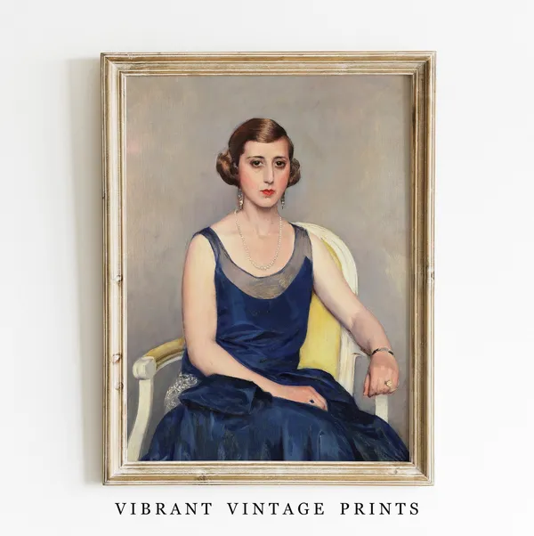 Vintage Woman Portrait, Moody Fashion Wall Art Print