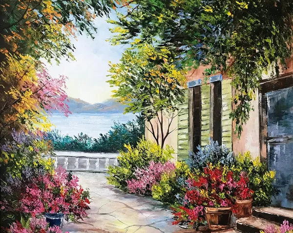 Amalfi Coast Italy Oil-Painting Style Art Print