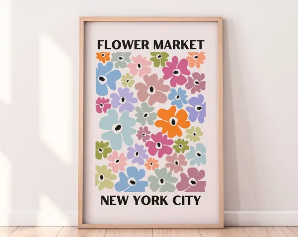 Flower Market NYC Poster Print, Floral Wall Art