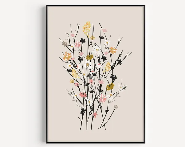 Flower Print, Wild Minimalist Neutral Art Print