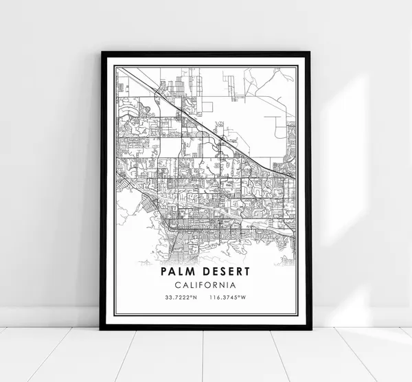 Palm Desert Map Print, Travel Poster