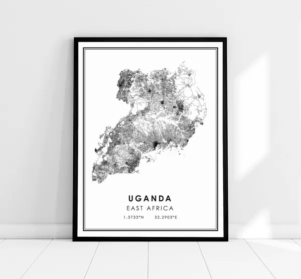 Uganda Map Print Poster, Travel Map Wall Art