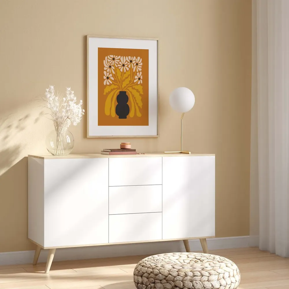 Orange Flower Print, Mid-Century Modern Wall Art - Image 3