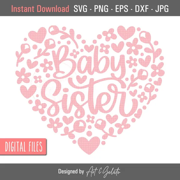 Baby Sister Floral Heart, Sister Gift Art Print
