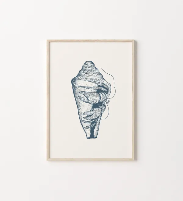 Hermit Crab Nature Wall Art, Vintage Modern Poster
