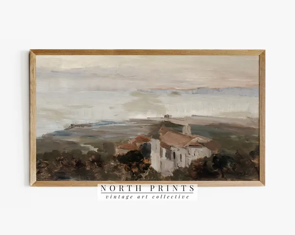 Vintage European Coastal Landscape Art Print