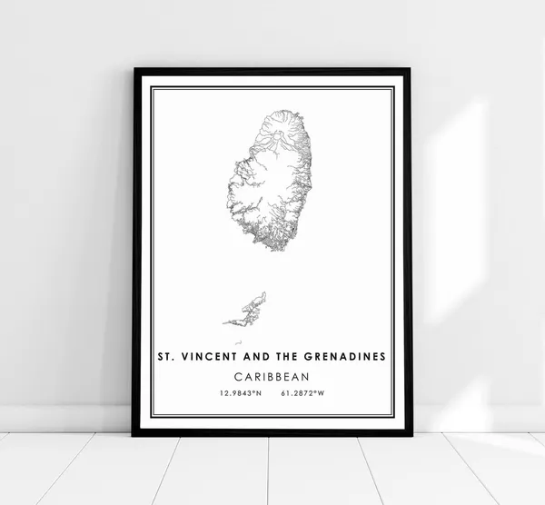 Saint Vincent And The Grenadines Map Art Print