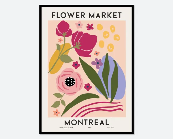 Flower Market Montreal Colorful Botanical Art Print