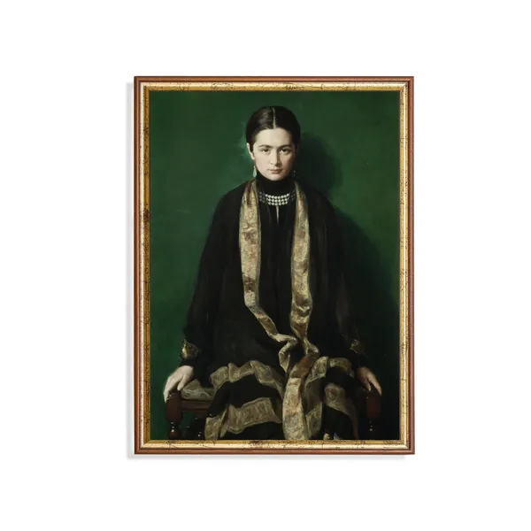 Vintage Woman Portrait Art Print, Classic Rustic