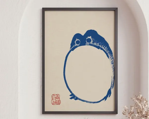 Blue Frog Matsumoto Hoji Vintage Art Print
