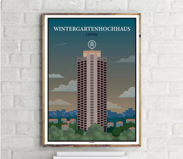 Wintergartenhochhaus Leipzig Vintage Travel Poster