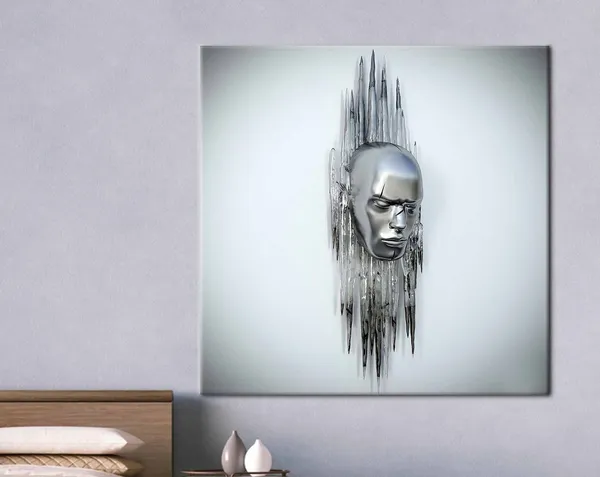 3D Effect Portrait Abstract Art Print, Modern