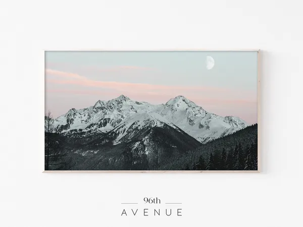 Minimalist Mountain Nature Art Print, For TV