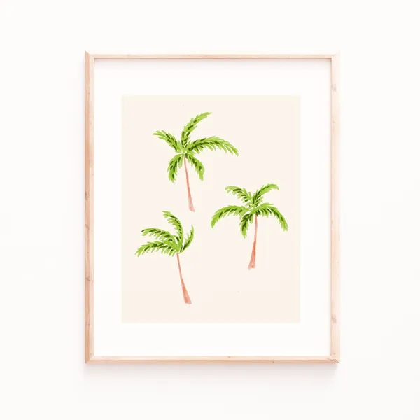 Palm Trees Neutral Tropical Art Print, Bohemian Decor