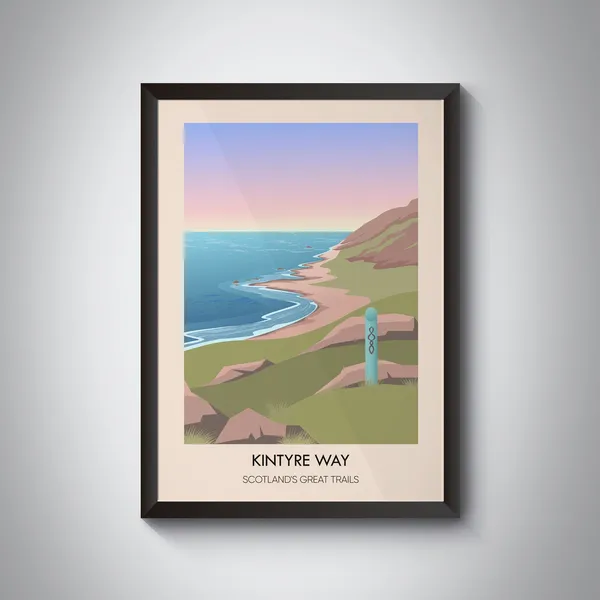 Kintyre Way Vintage Travel Poster, Hiking Route Print