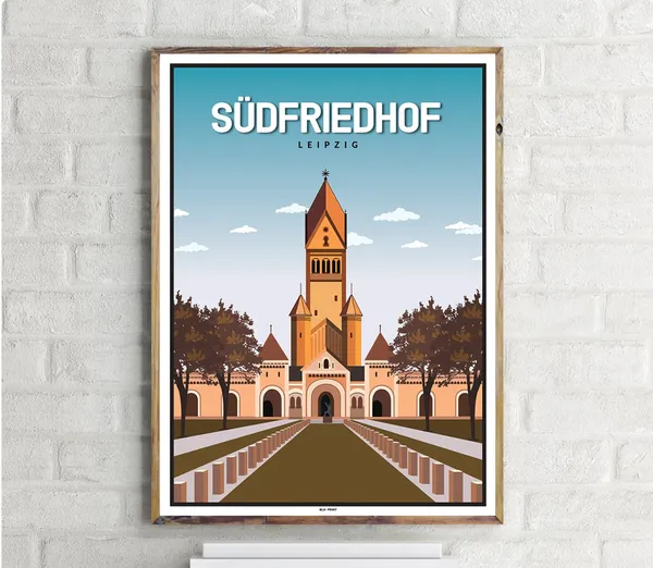 Sdfriedhof Leipzig Vintage Travel Poster