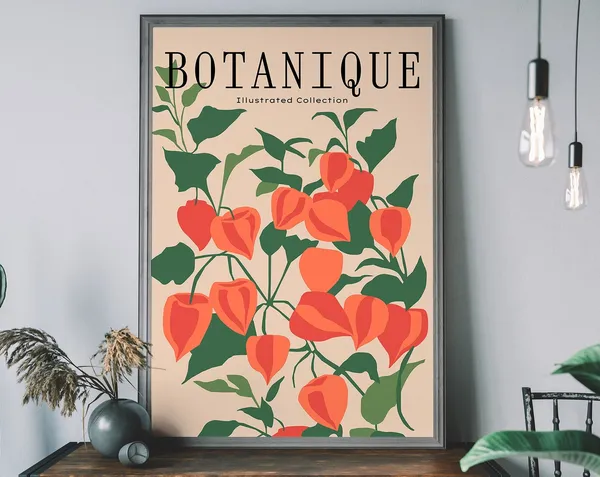 Flower Market Print, Retro Boho Botanical Illustration
