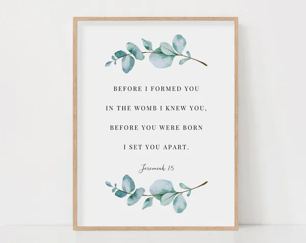 Jeremiah 15 Before I Formed You, Nursery Scripture Art Print
