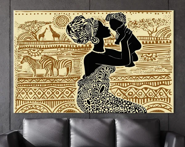 African Woman Poster, Abstract Ethnic Patterns