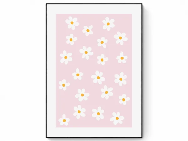 Pink Daisy Decor Floral Art Print, Nursery Decor