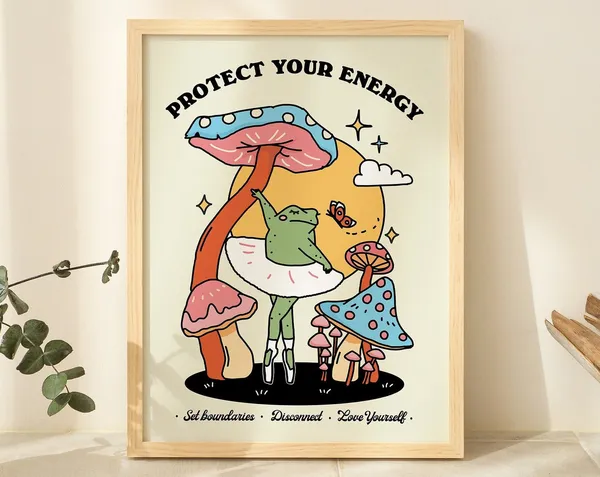 Colorful Frog Ballerina Retro Saying Art Print