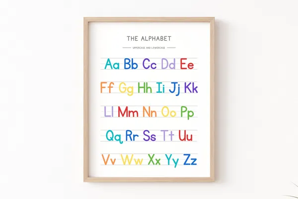 Rainbow Alphabet Handwriting Chart Art Print