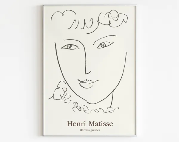 Matisse-Inspired Woman Face Abstract Art Print