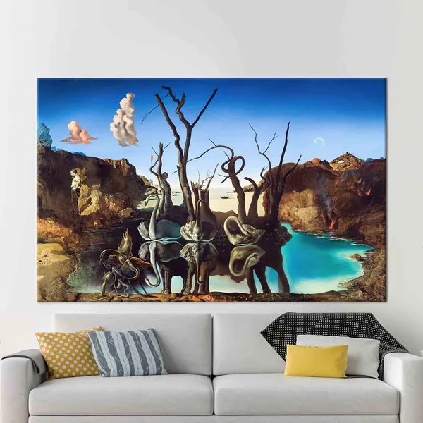 Salvador Dali Swans Reflecting Poster, Surreal Art
