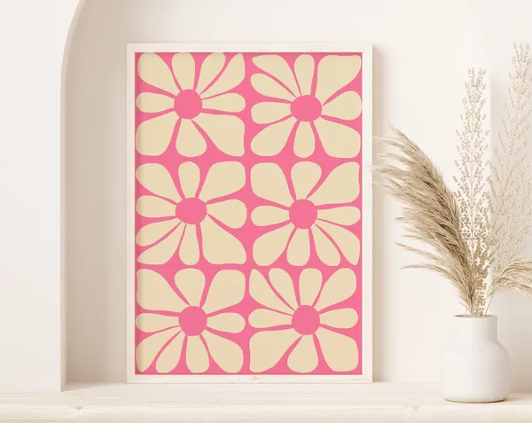 Mid Century Wavy Flower Pattern Art Print, Gustaf Westman