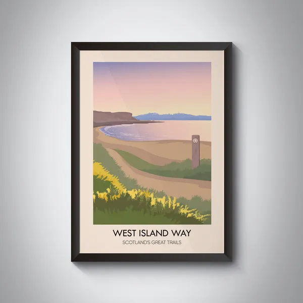 West Island Way Vintage Travel Poster, Scottish Hiking