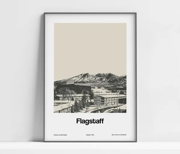 Custom Flagstaff Arizona Travel Poster, Minimalist