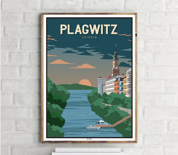 Leipzig Plagwitz Vintage Travel Poster