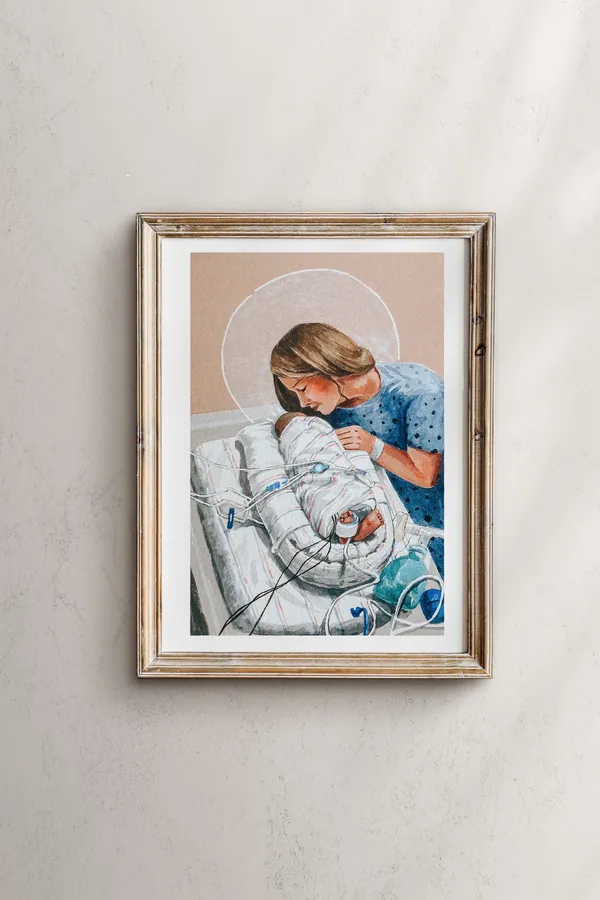 NICU Mom Motherhood Art Print, Nursery Wall Art