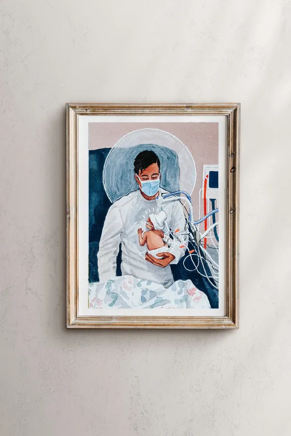 NICU Dad Fatherhood Art Print, Nursery Wall Decor