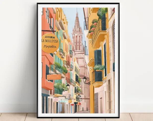 Palma Majorca Travel Poster, Mallorca Art Print