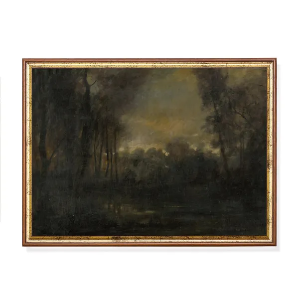 Vintage Forest Landscape Art Print, Dark Academia