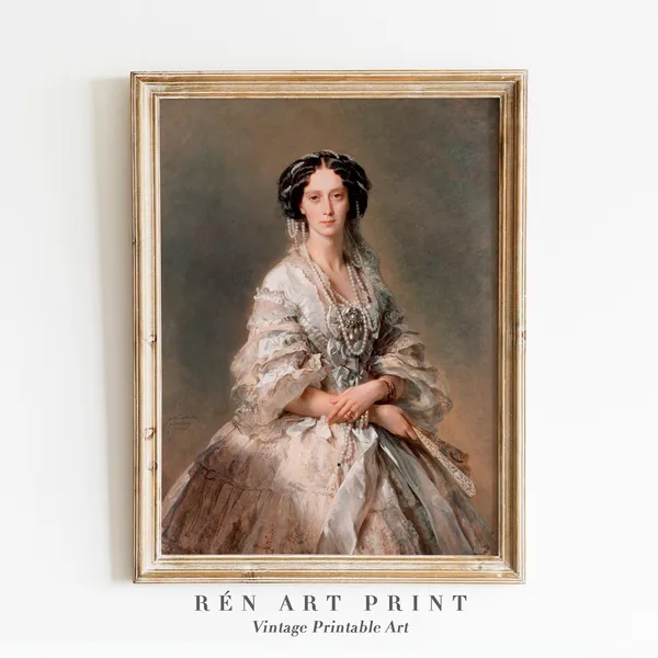Vintage Woman Portrait Art Print, Antique Victorian Lady