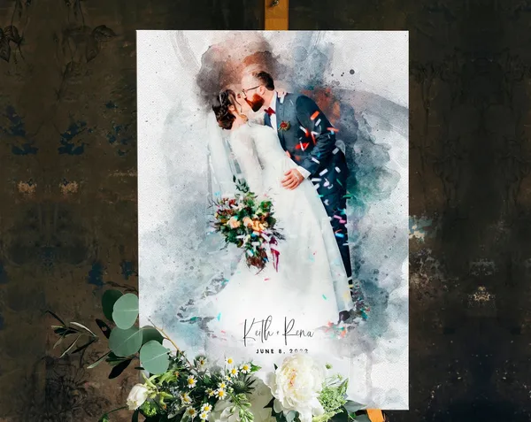 Watercolor Wedding Welcome Sign, Unique Decor