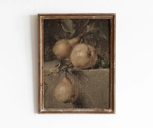 Rustic Pears Vintage Kitchen Decor Art Print